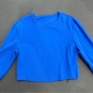 Blue Long Sleeve Crop Top